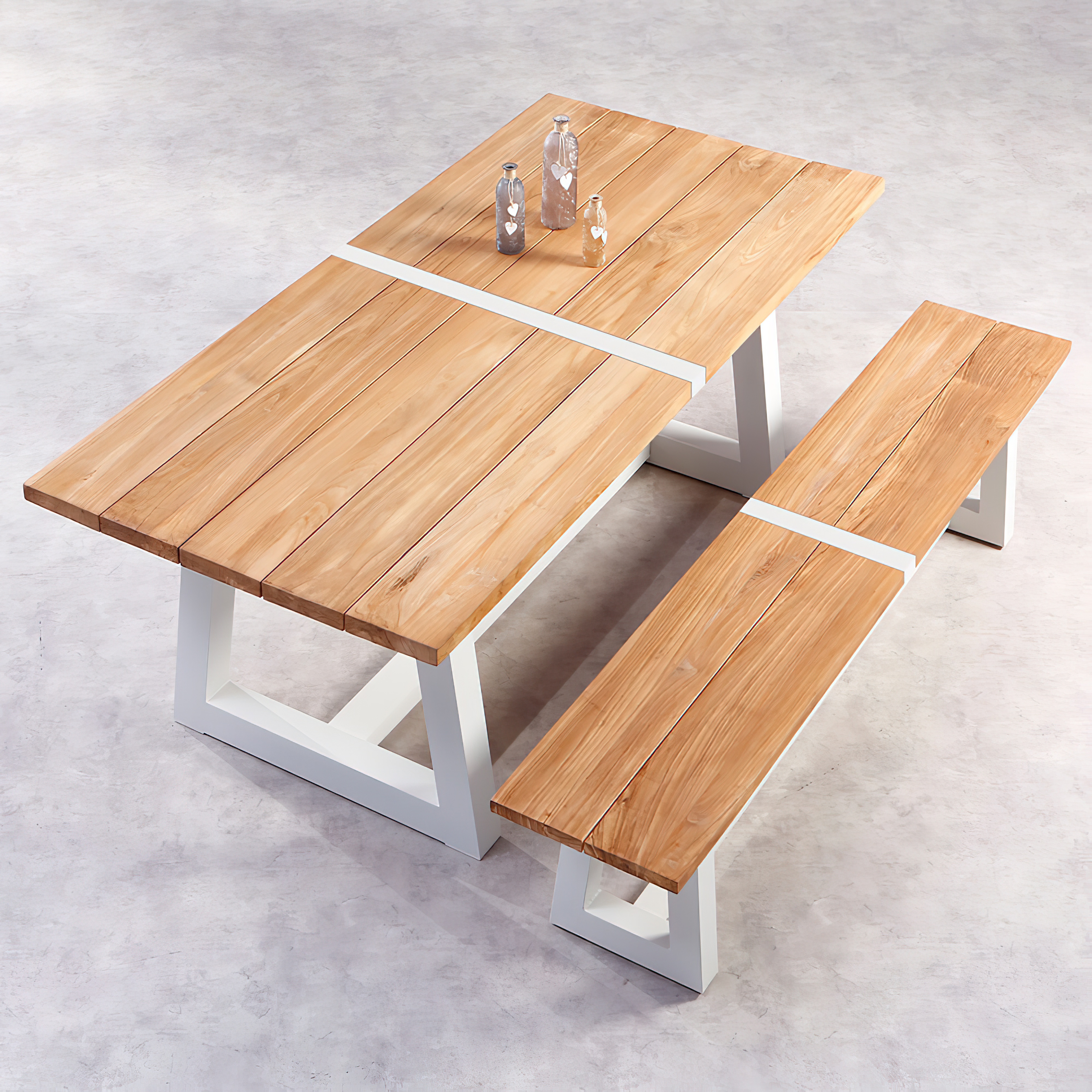 Elegante Möbelgruppe aus Teakholz und Alu - Sitzecke Tekka / Anthrazit