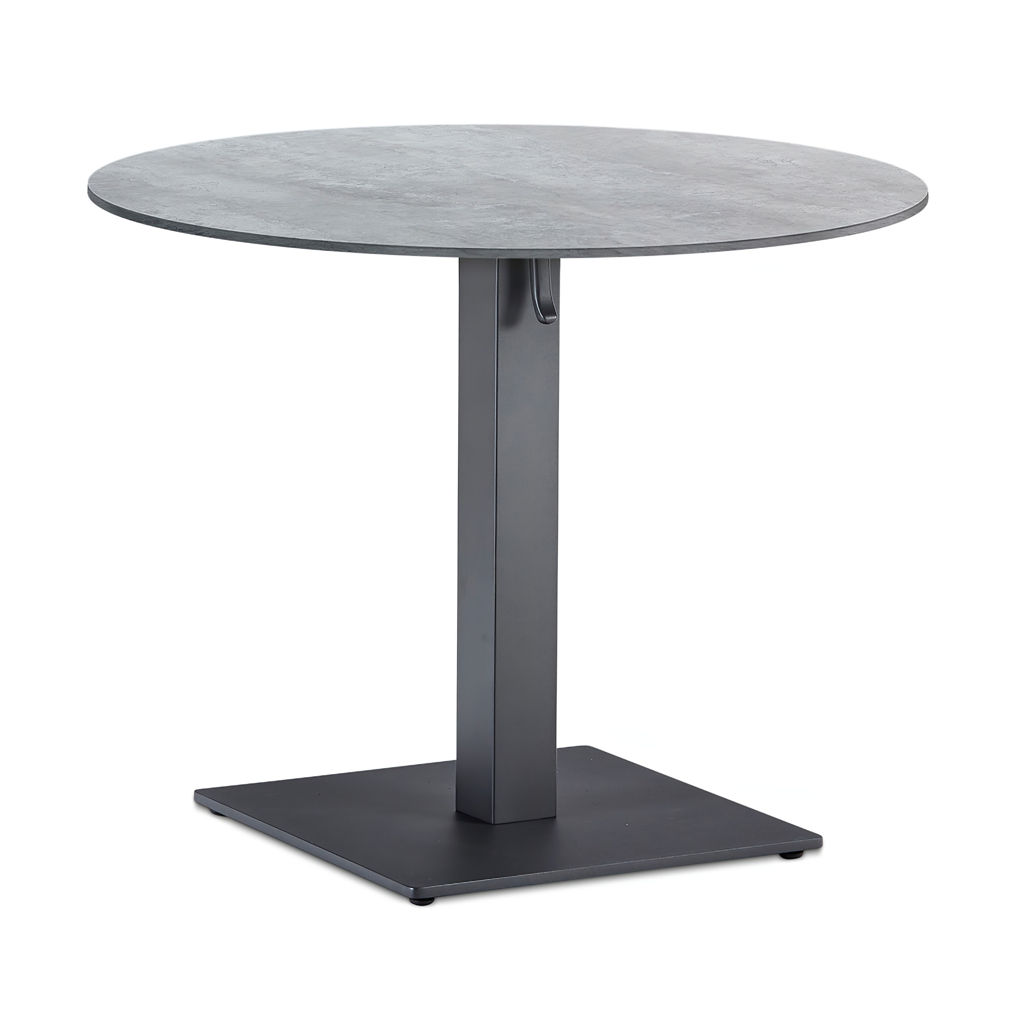 Runder Anthrazit Klapptisch aus Aluminium 90cm - Rundano / Teakholz-Tischplatte