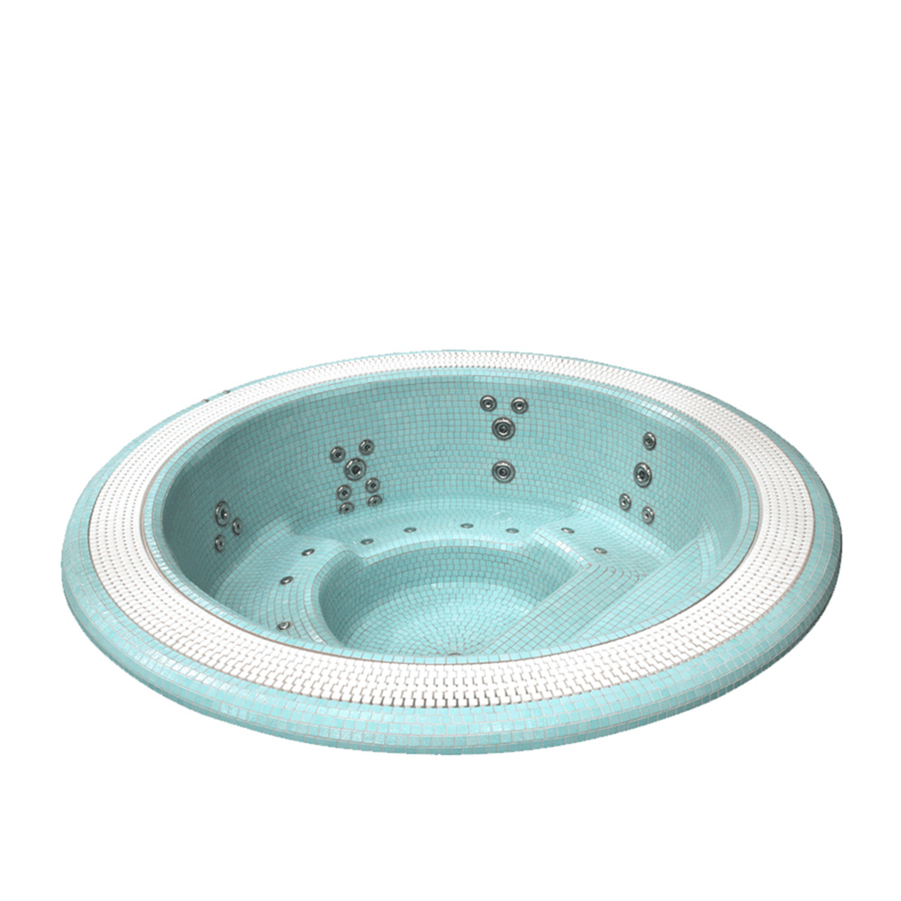 Rundes Wellness Spa verziert mit Mosaiksteinen - Inground - Theoris / ohne Filter- und Pumpsystem