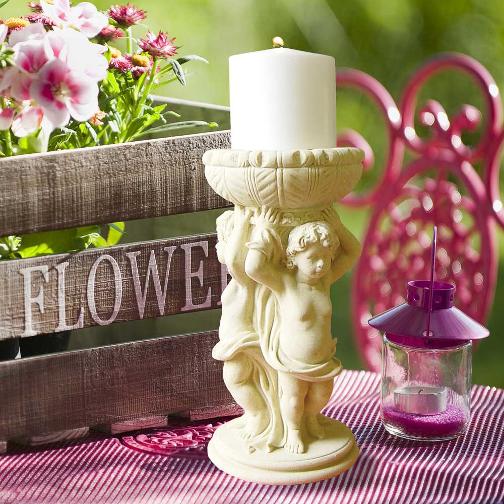 Deko Kerzenhalter aus Stein - Triamoro / Portland weiß