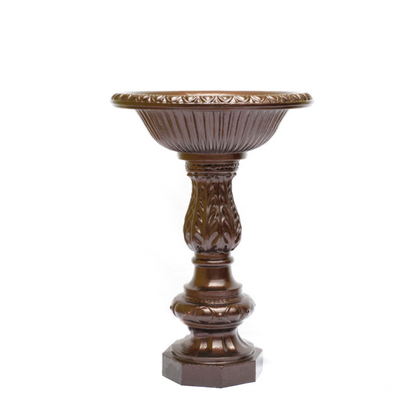 Eleganter bronzefarbener Gartenbrunnen aus Metall mit verzierter Oberfläche