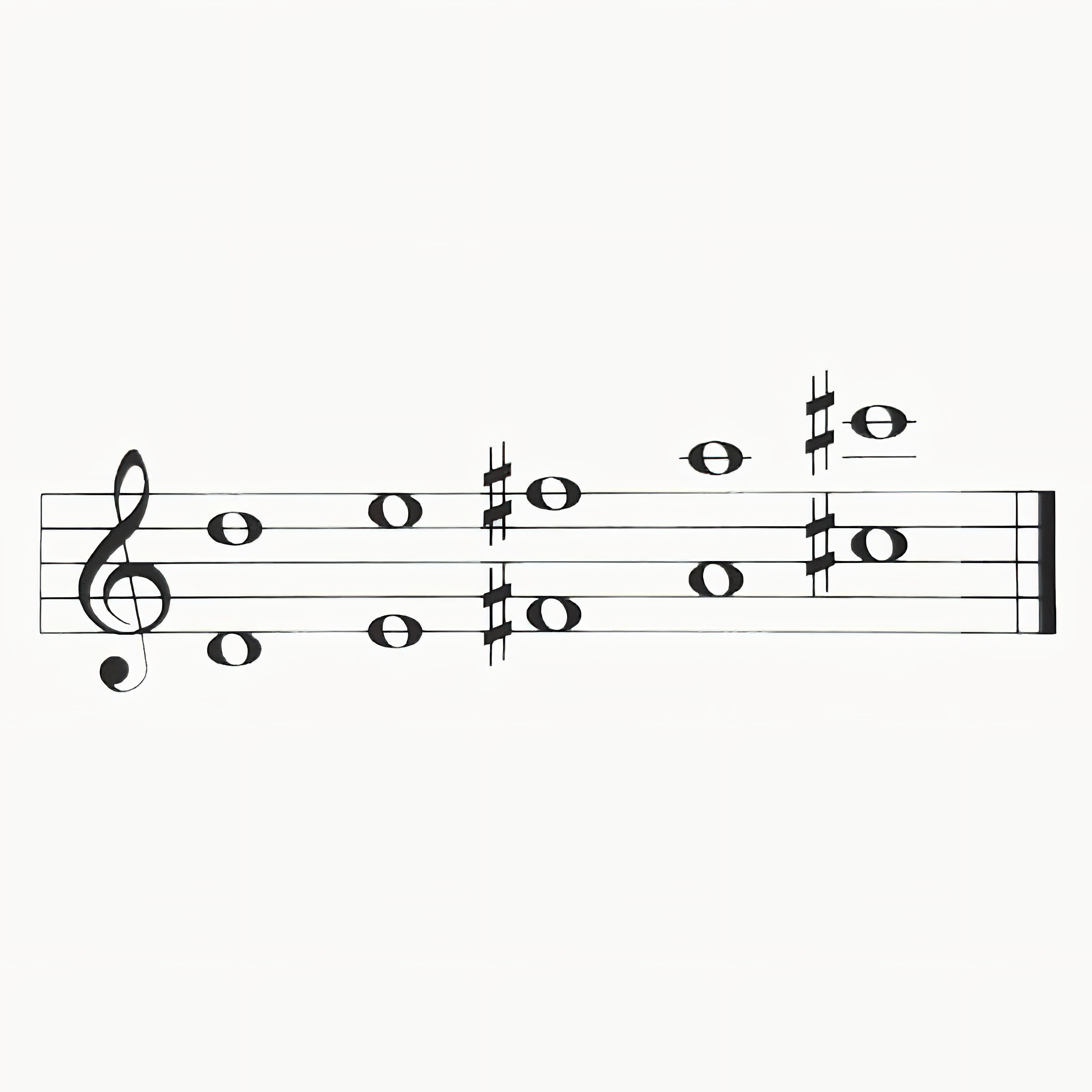 Note musicali nere su pentagramma bianco, senza relazione con la decorazione da giardino