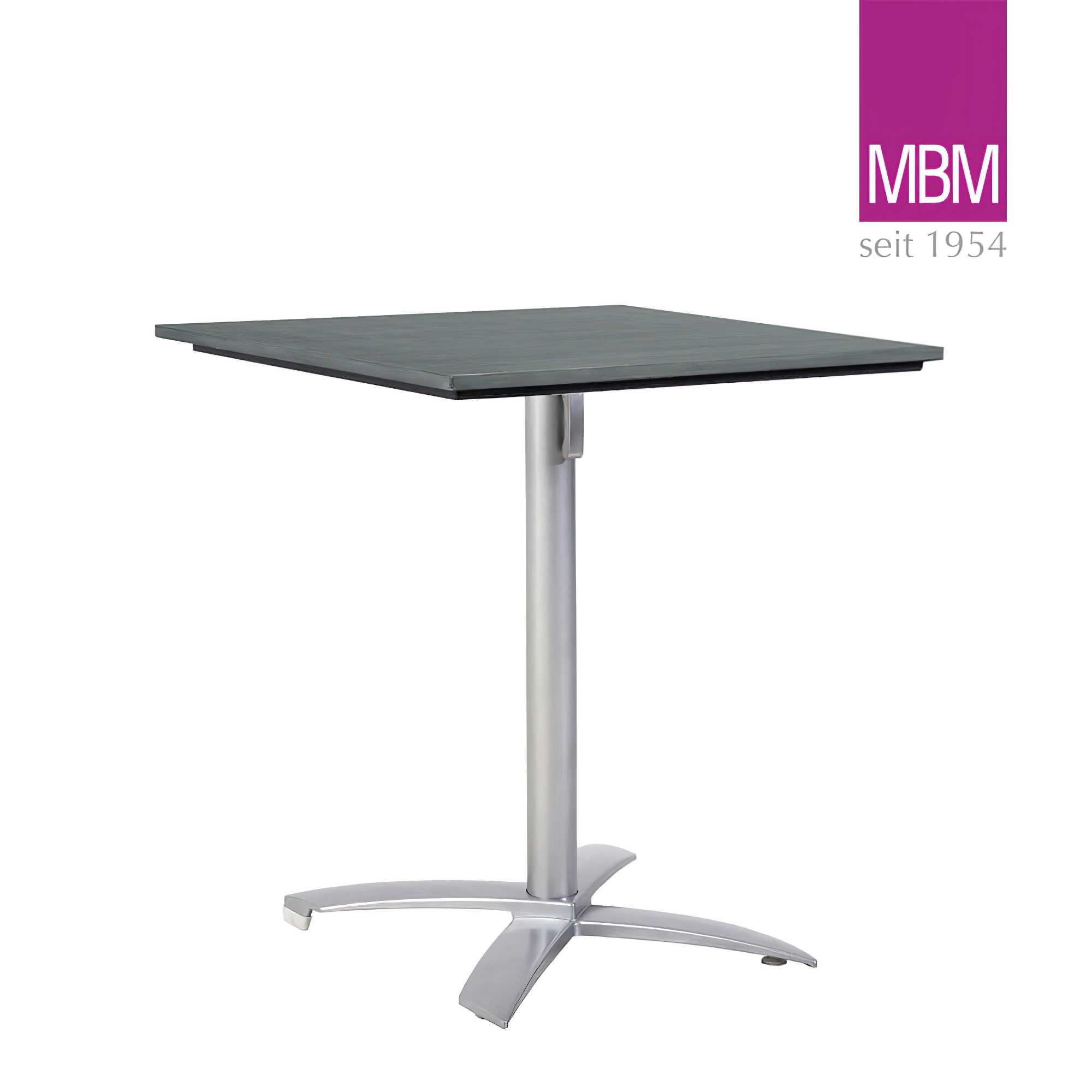 Quadratischer klappbarer Bistrotisch aus Aluminium und Resysta - MBM - Bistro-Tisch Victory / Tischplatte Stone Grey