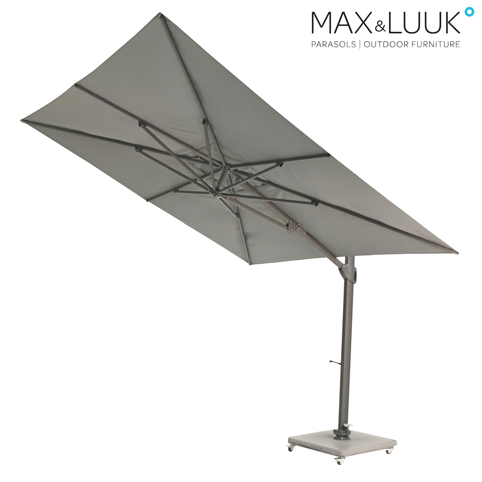 Grand parasol de jardin gris avec pied solide pour extérieur