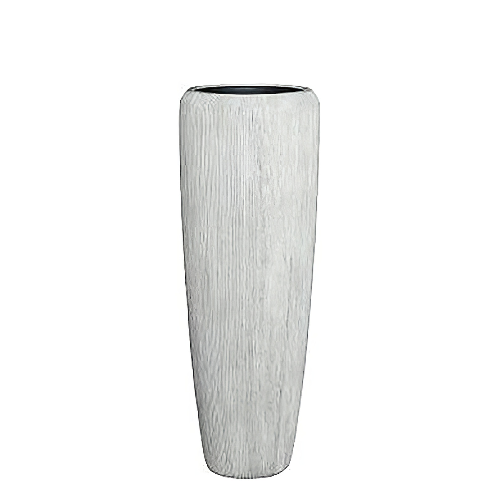 Outdoor Pflanzvase mit Rillenoptik - hellgrau - Polystone - Suvereto / 97x34cm (HxDm)