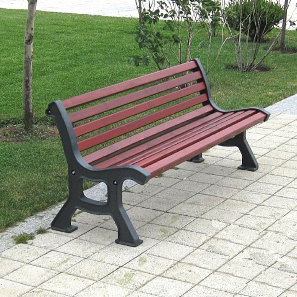 Wetterfeste Sitzbank aus Holz und Gusseisen für Parkanlagen - Sola