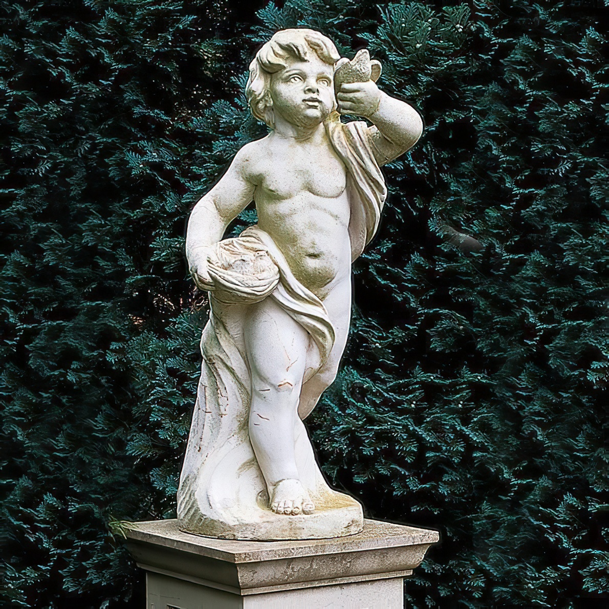 Putte Steinfigur für den Garten - Elementum Aura / Sand