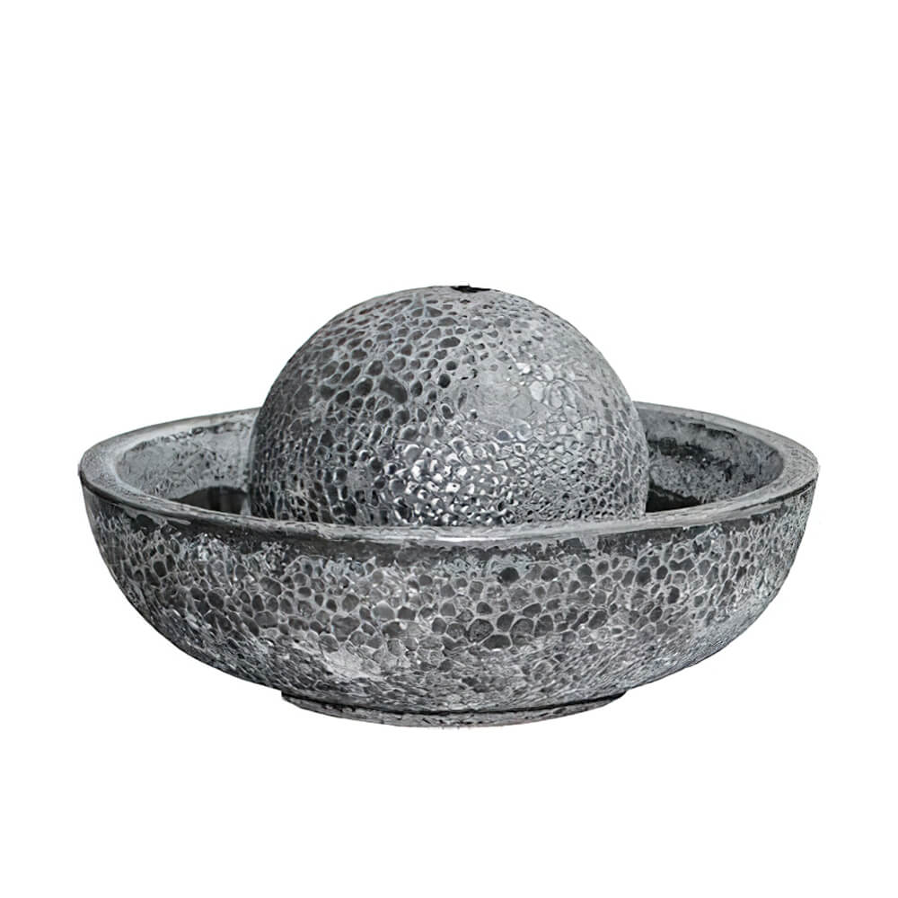 Moderner Gartenbrunnen in antik schwarz - Sandblast - Nutara / 29x54cm (HxDm)