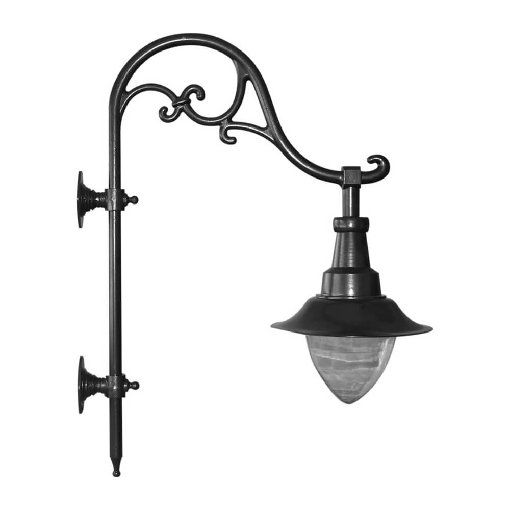 Lanterne murale noire antique pour le jardin avec support décoratif