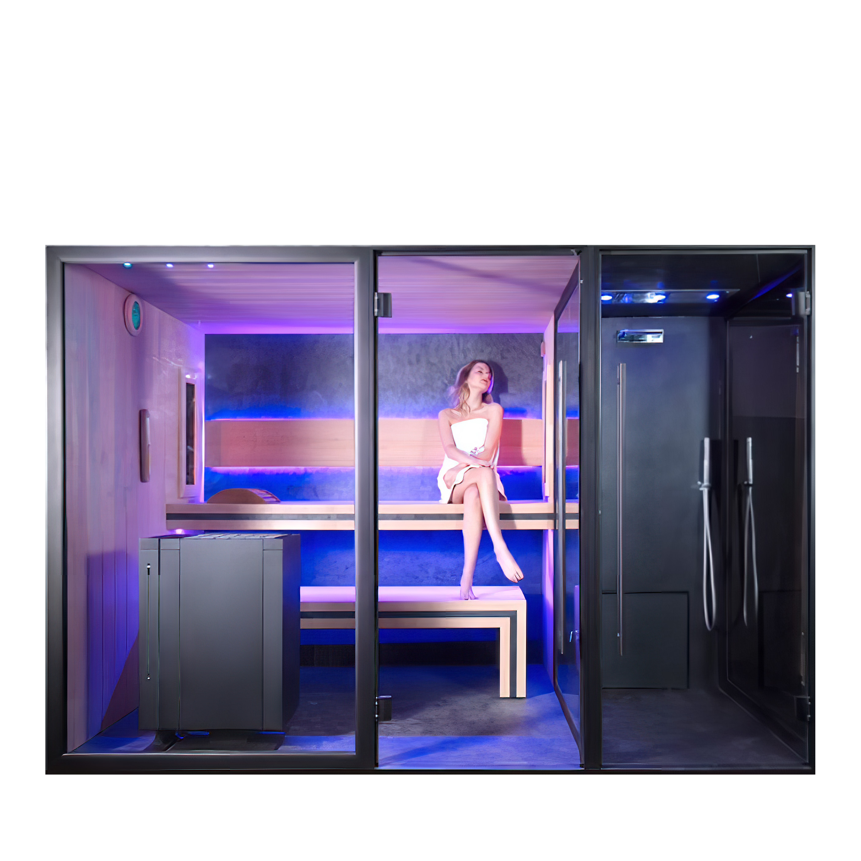 Wellness Kombination mit Sauna, Infrarotlicht, Dampfbad und Dusche - Sukrana