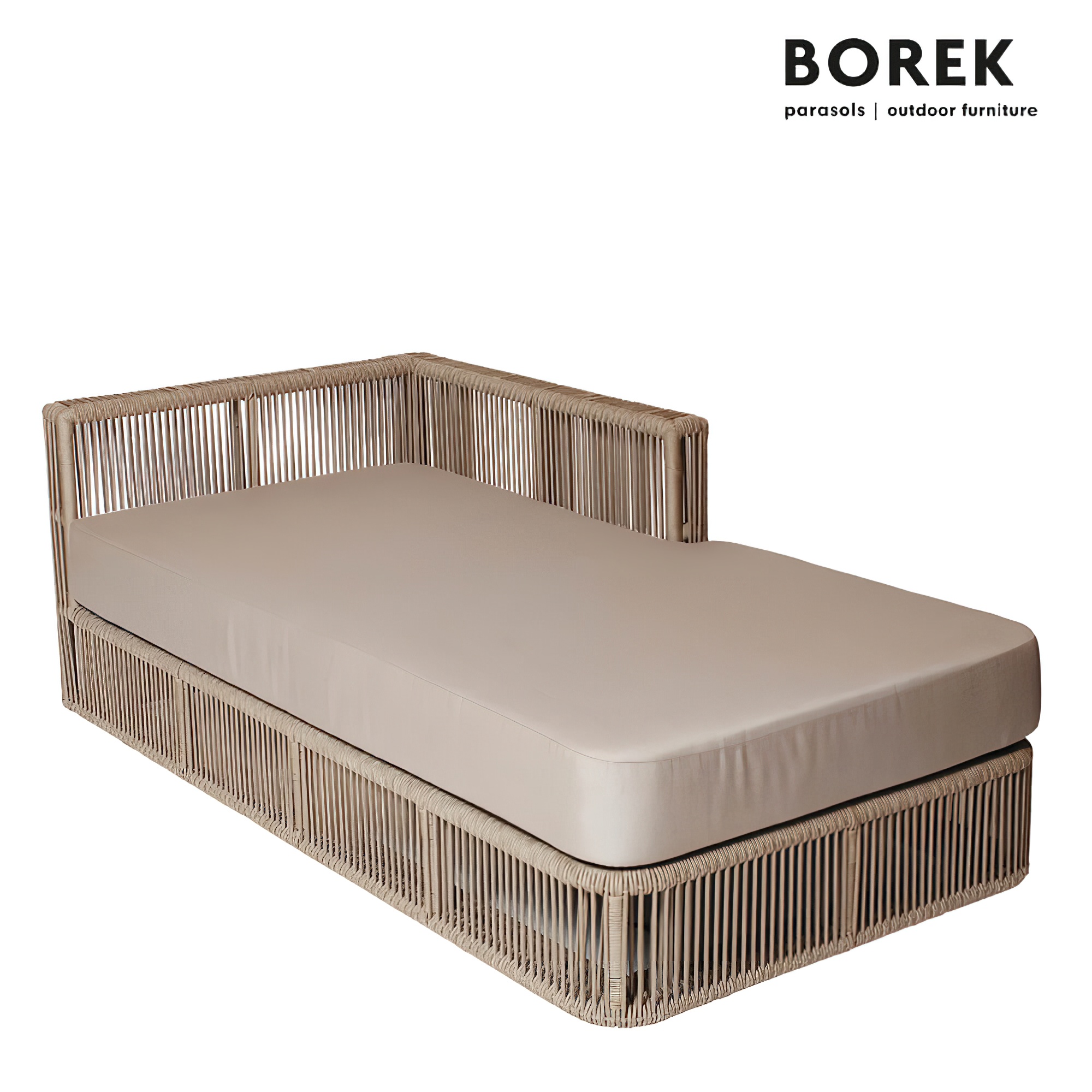 Chaiselongue von Borek - Aluminium - mit Polster Kissen - beige - Lincoln Chaiselongue links