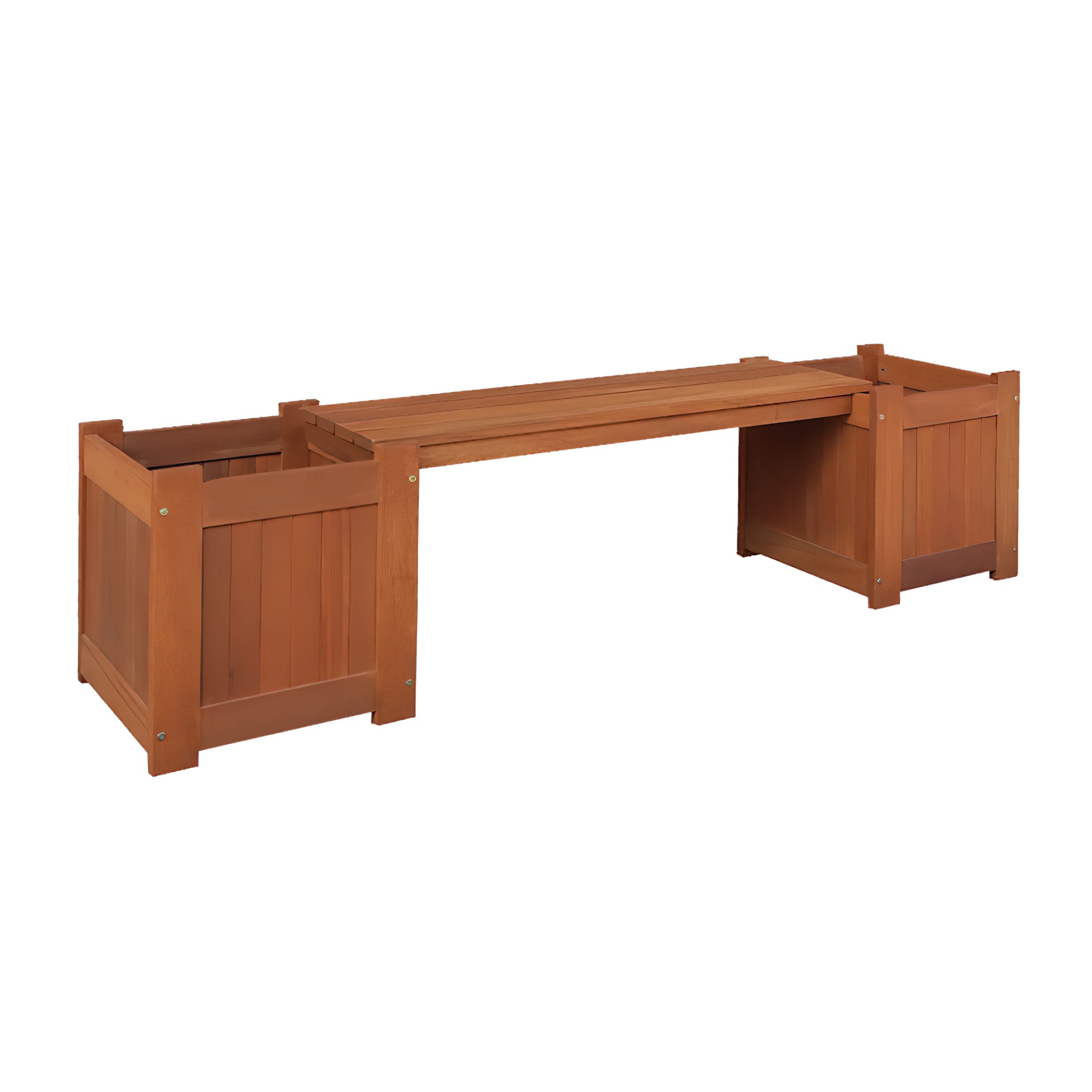 Gartenbank mit Pflanzgefäßen aus Holz - Gartenbank Eduardo