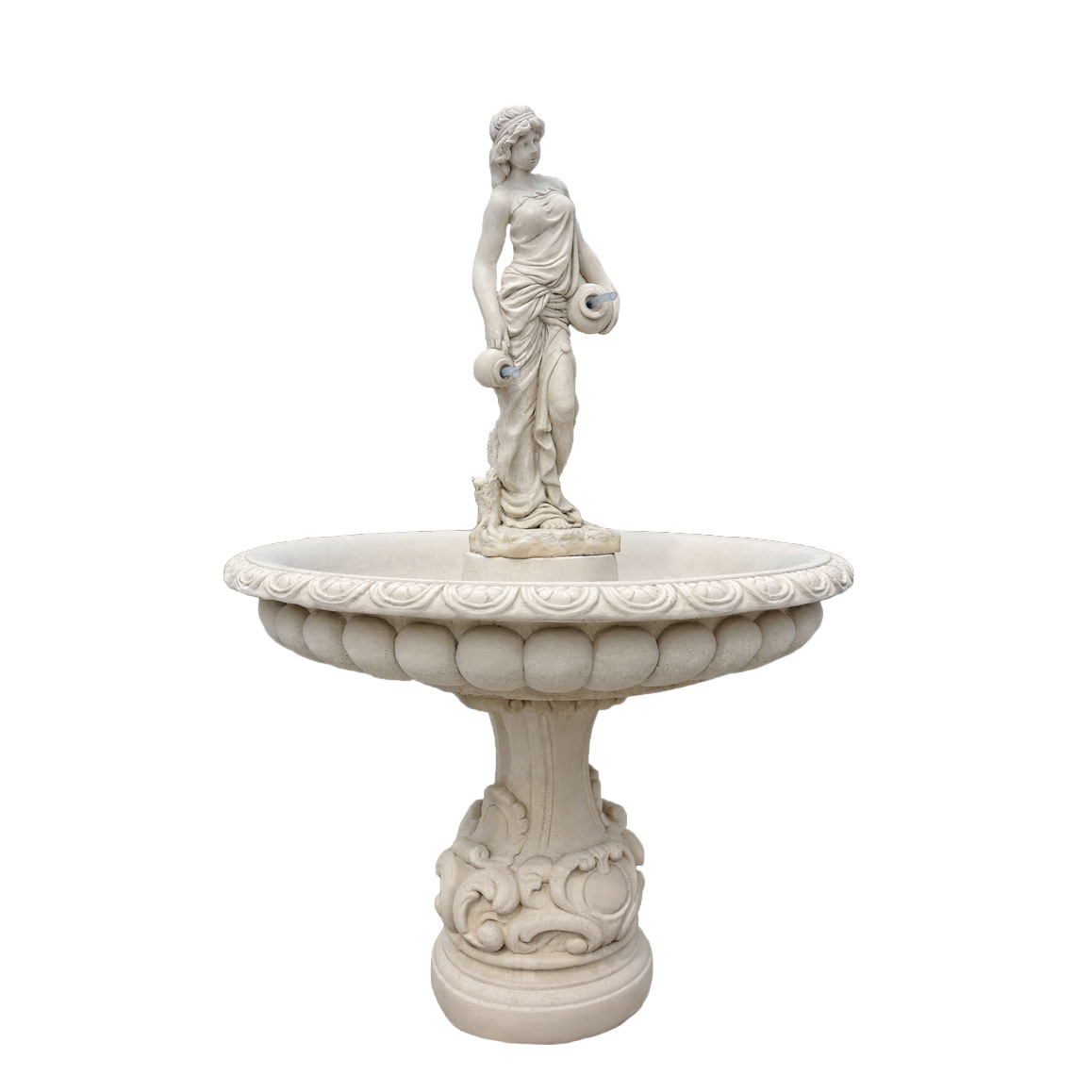 Steinguss Fontäne mit Springbrunnen Figur - Mädchen mit Krügen - Caterina / Antikia
