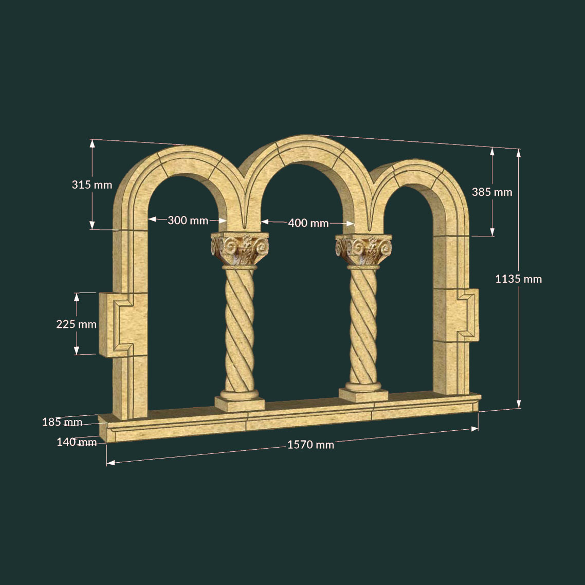 Großes Gartenfenster für Steinruinen mit Bögen - Doncastor Window
