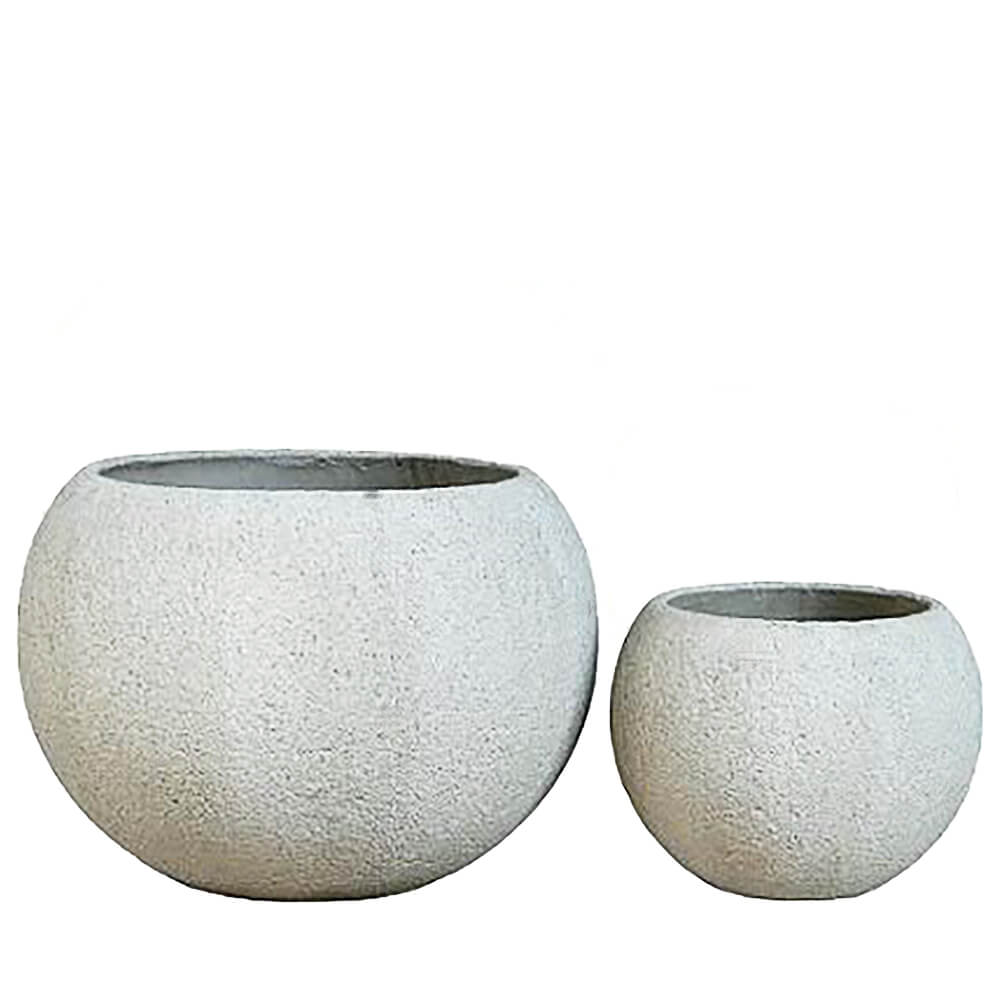 2er Set Pflanzgefäße aus Glasfaser-Beton - Rund - Kodwo