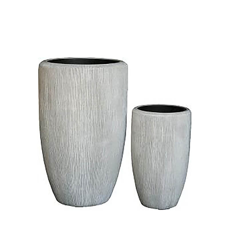 Polystone Pflanzgefäße im 2er Set - modern - hellgrau - Barga