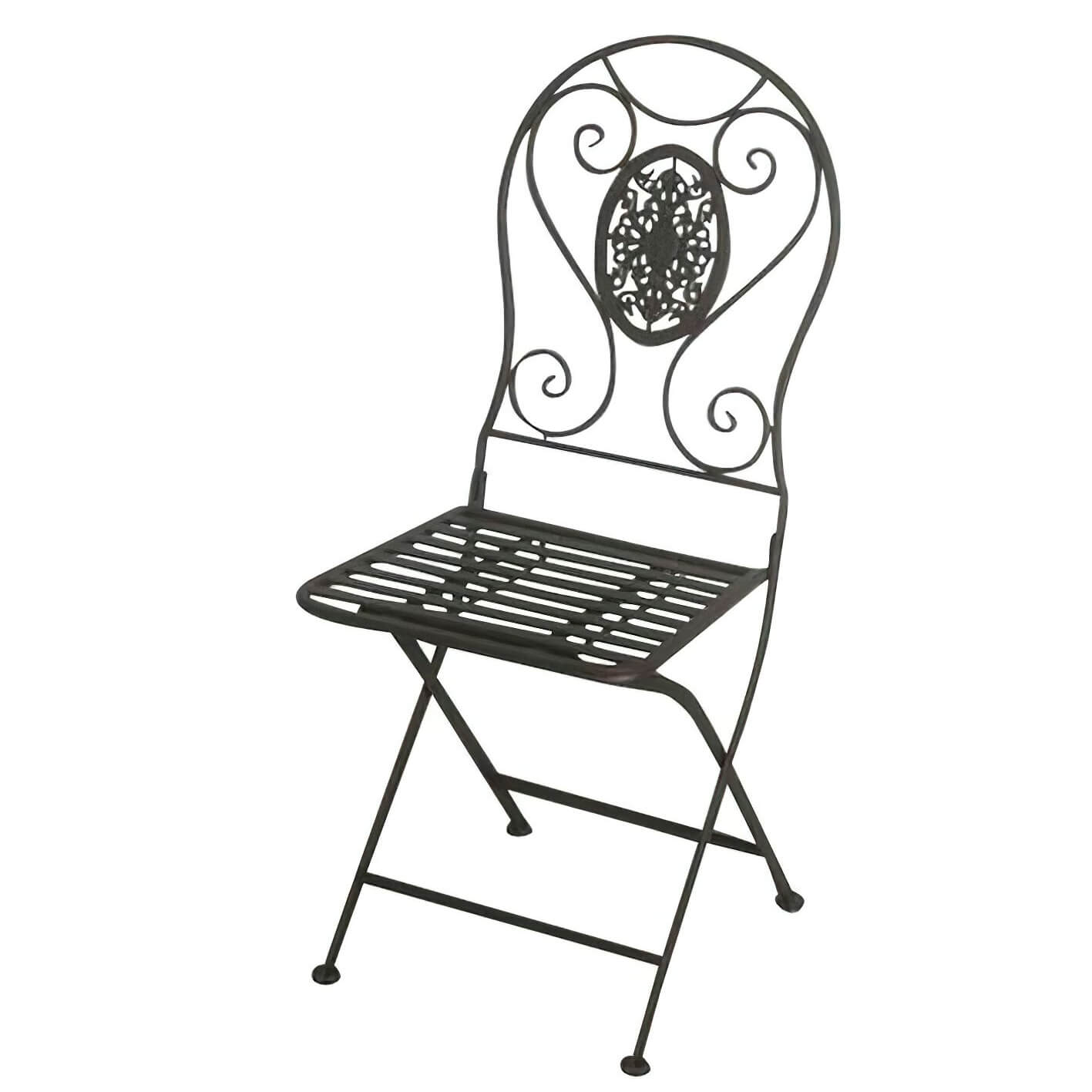 Antiker Gartenstuhl klappbar aus Metall mit Antikfinish - Teramo