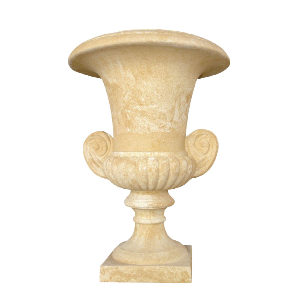 Große Gartenamphore zum Bepflanzen aus Steinguss - Himba / Portland weiß