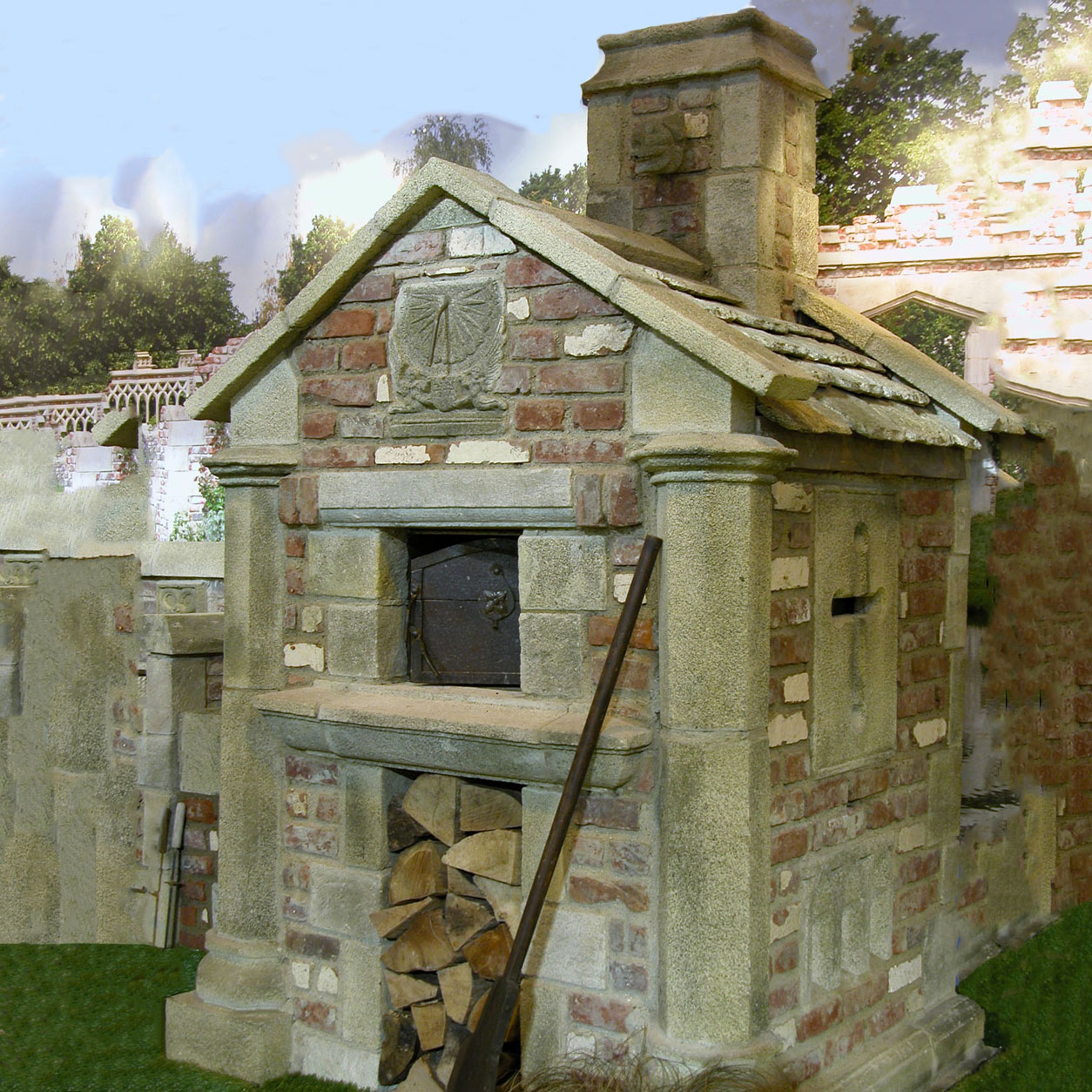 Antiker Steinofen für den Garten mit Ziersteinen - Bebington Oven Low