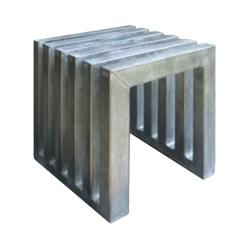 Grauer Stahl Gartenhocker aus Rechteckrohr  - Uwego