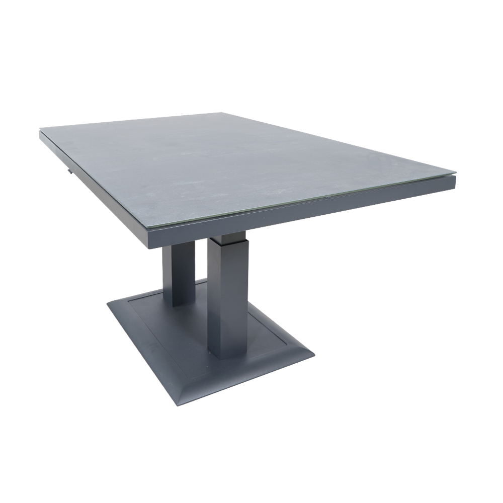 Höhenverstellbarer 140cm Ess- und Loungetisch aus Alu und Glaskeramik - Lomana
