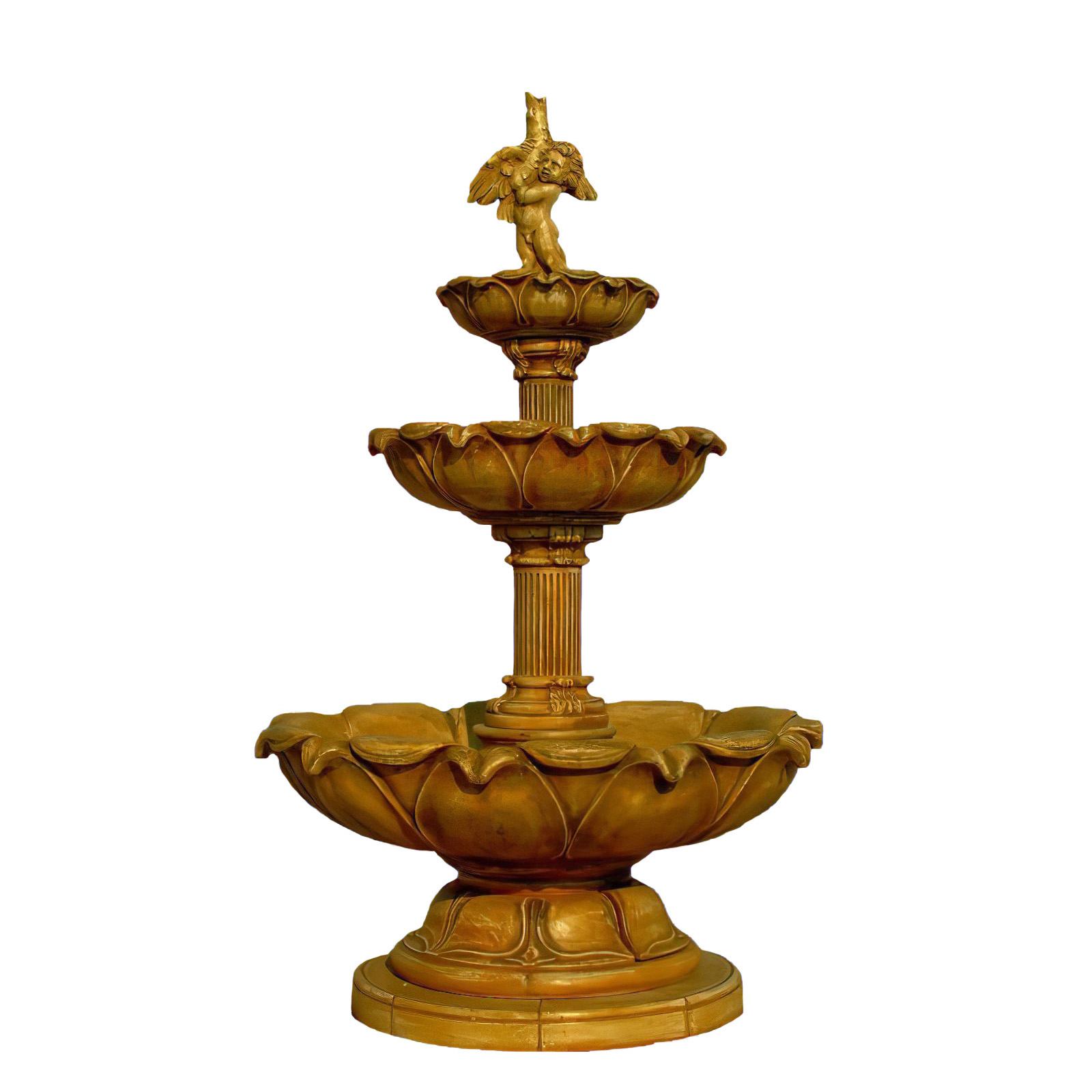 Kaskadenbrunnen mit blütenförmigen Schalen - Junge mit Vogelfigur - Martino / Koryntia