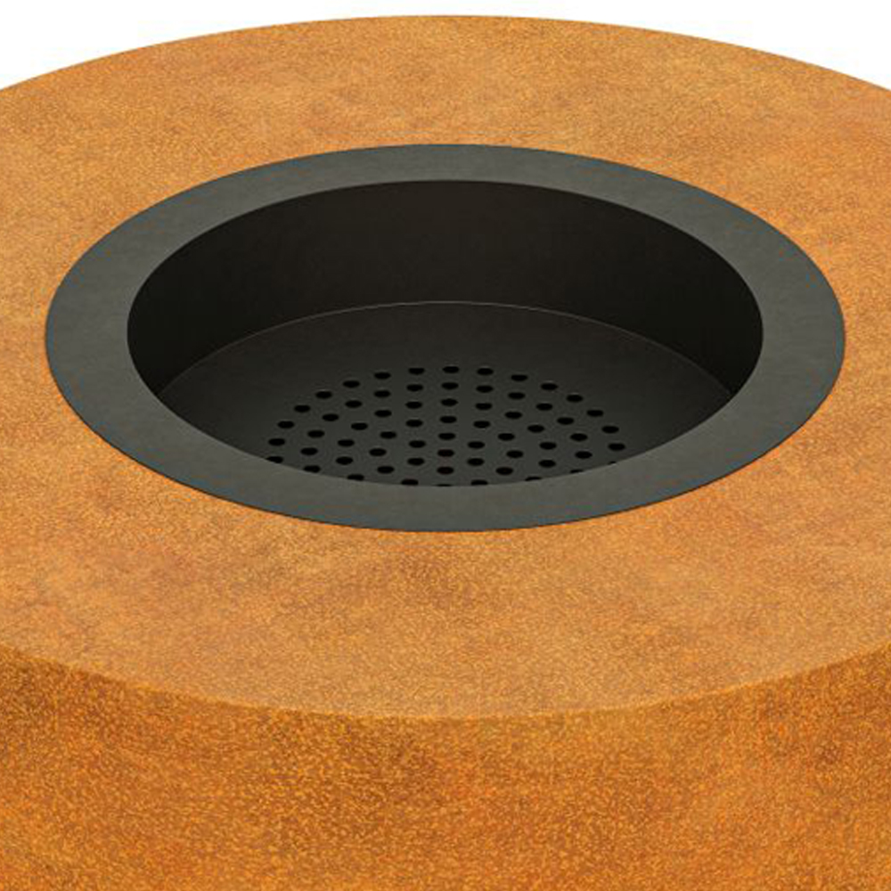 Elegante Cortenstahl Feuerschale in runder Form - leicht erhöht