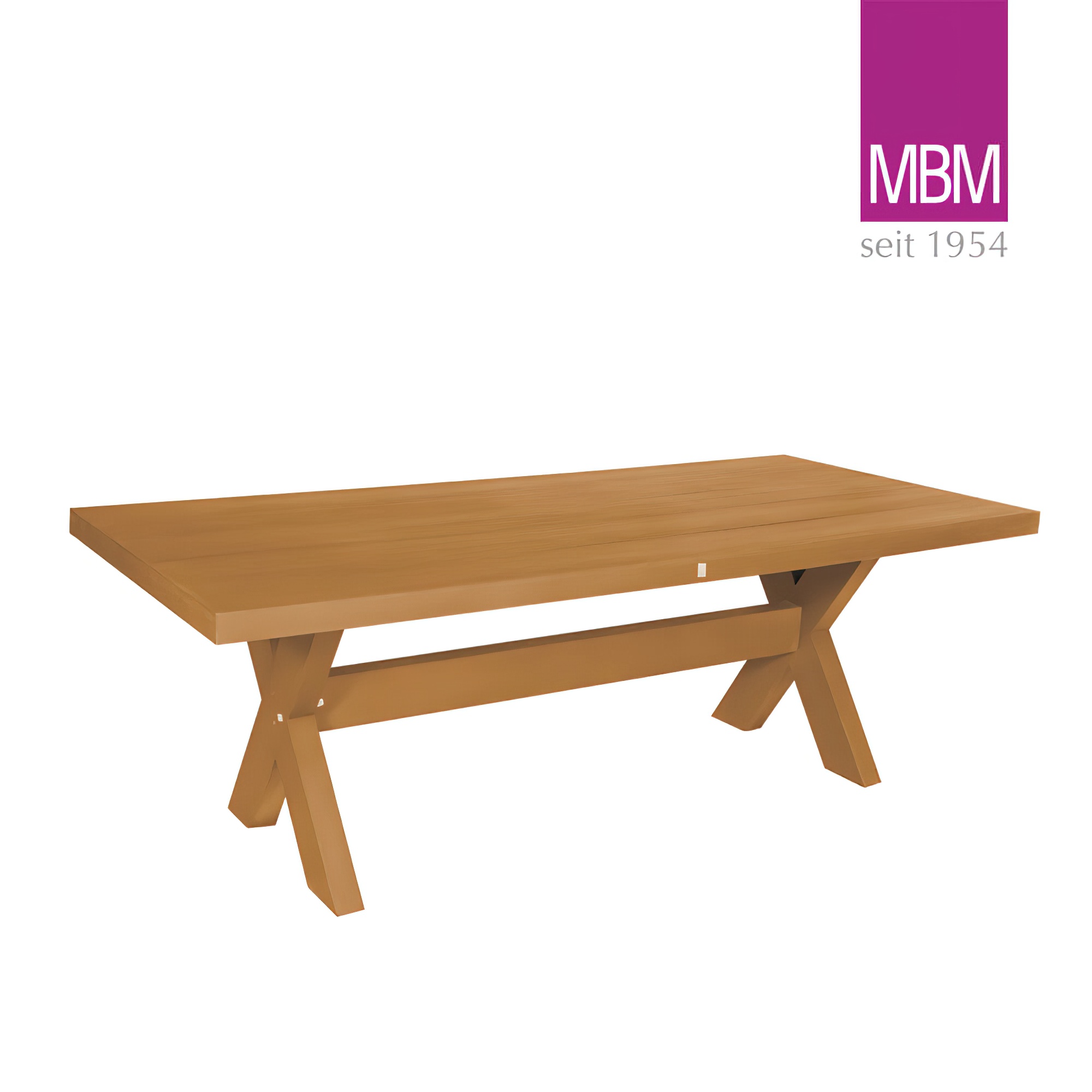 Table de jardin rectangulaire en bois avec structure solide en forme de X