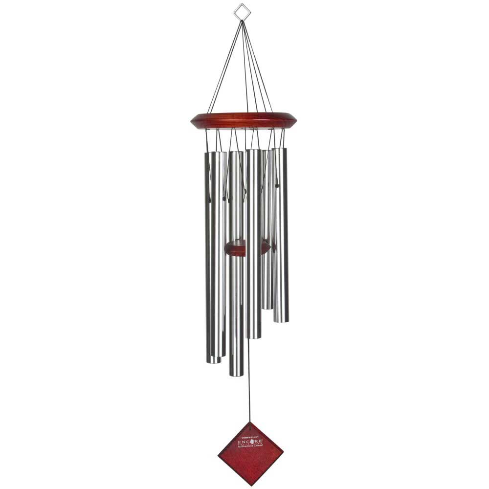 Carillon de jardin suspendu avec tubes métalliques et éléments en bambou