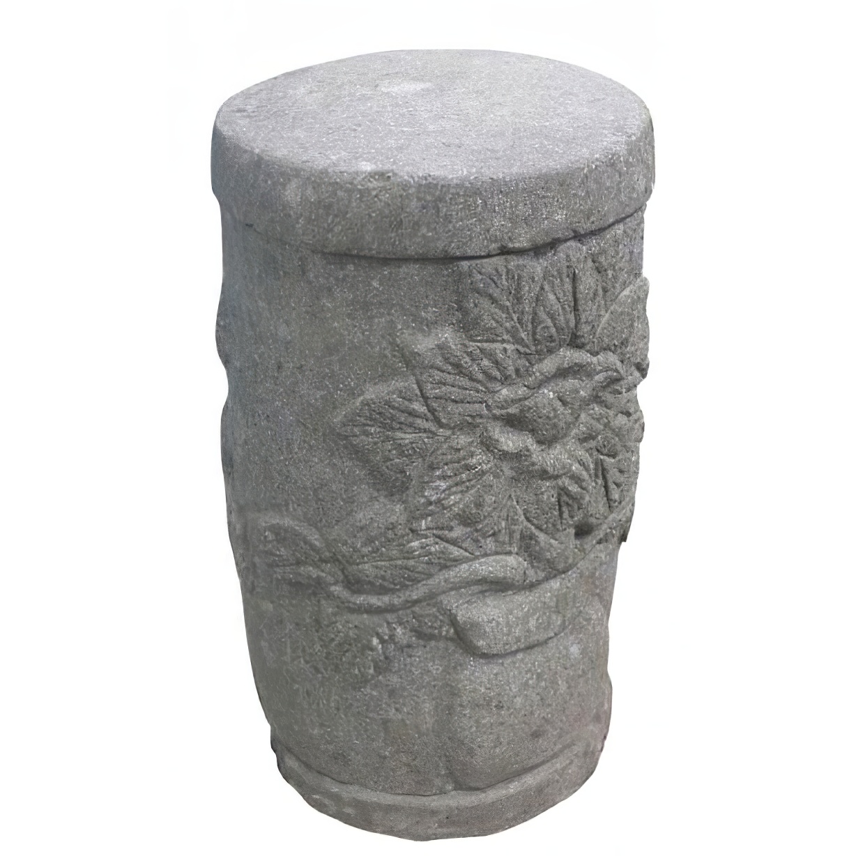 Stein Hocker oder Säule mit Blumen Motiv - Asuka
