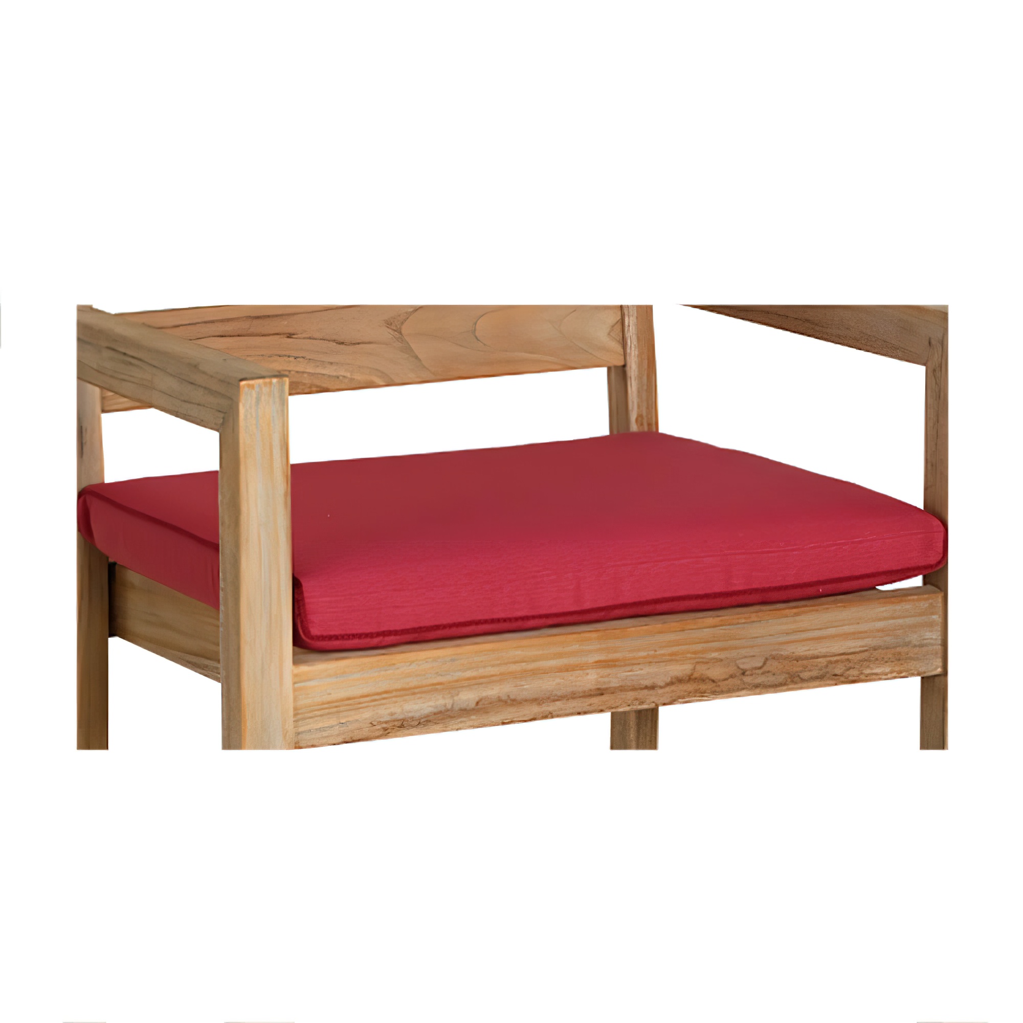 Sedia da giardino moderna in legno con cuscino imbottito rosso per arredamento da esterno