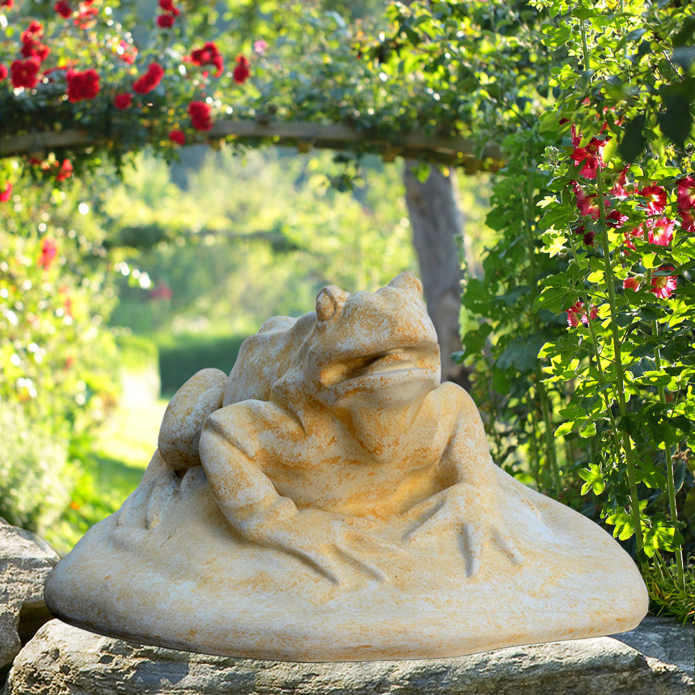 Wasserspeier mit Frosch - Anton / Portland weiß