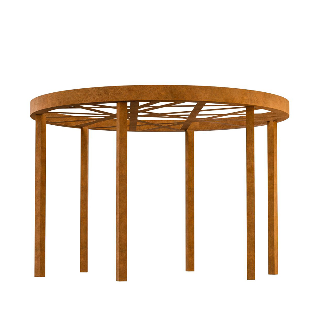 Runde Pergola aus Cortenstahl - Blickpunkt in Garten oder Park