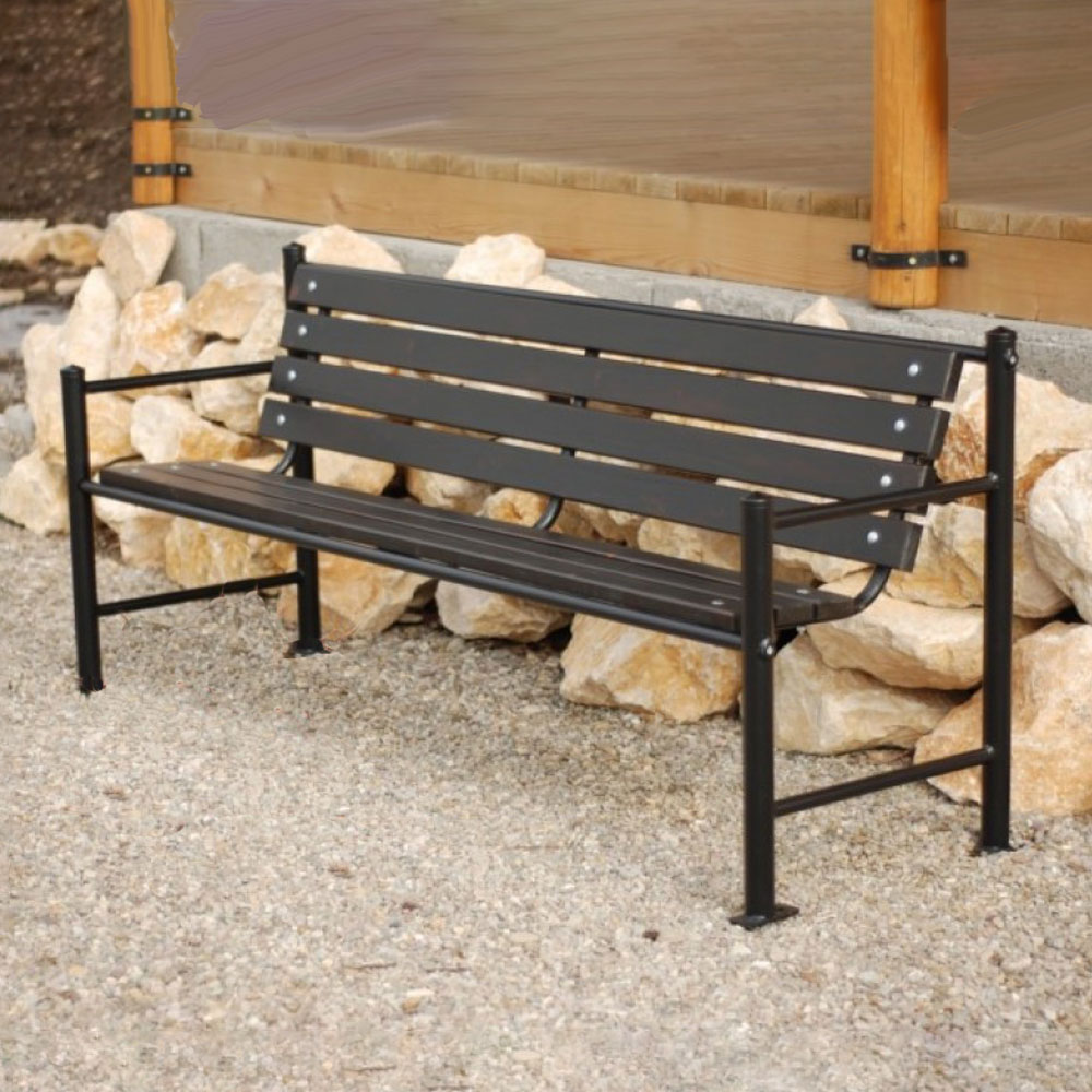 Holz und Metall - Parkbank im zeitlosen Design - Evind