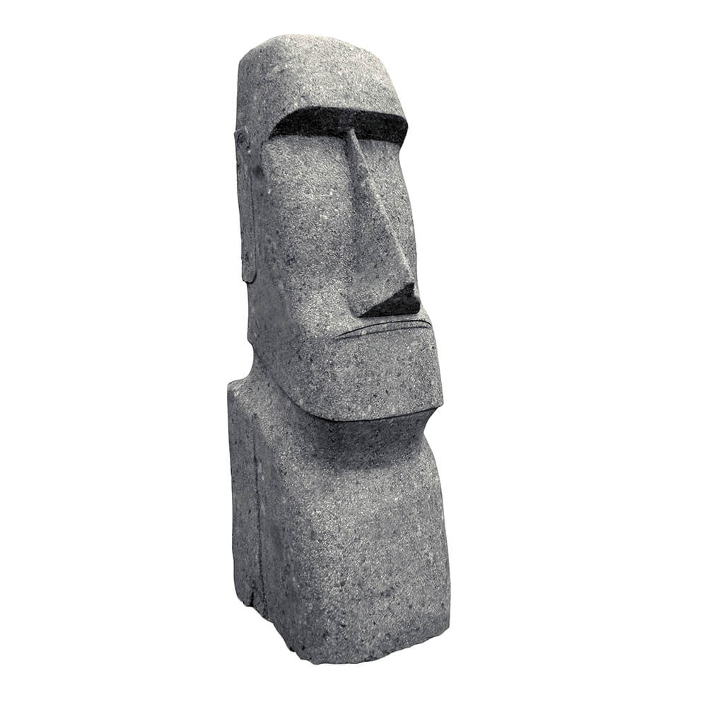 Mystische Moai-Kopf Statue aus Basanit für den Garten - Hotanga / 50x22x18cm (HxBxT)
