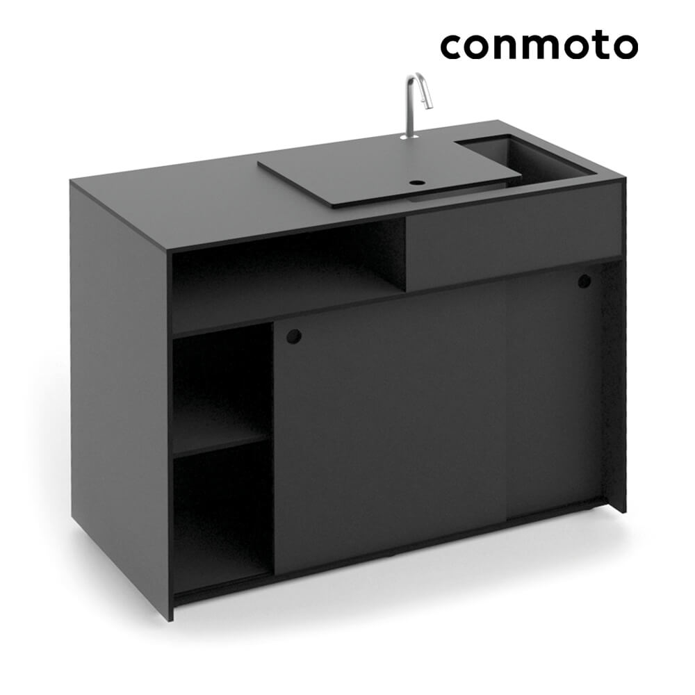 HPL Spüle in anthrazit für Außenküche - Ticino Water / ohne Rollen / ohne Abdeckhaube