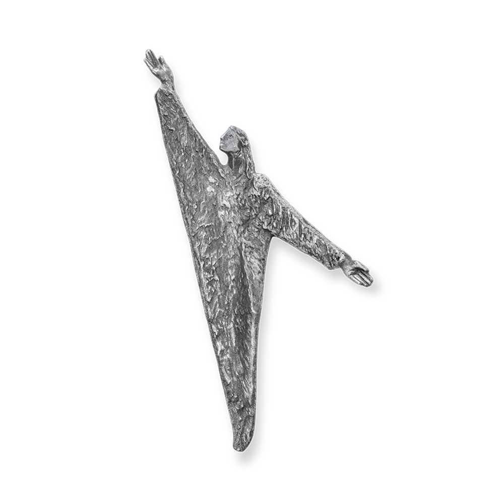 Stilistische Jesus Skulptur zur Wandbefestigung - Aluminium - Kamadena Ivo / Grau