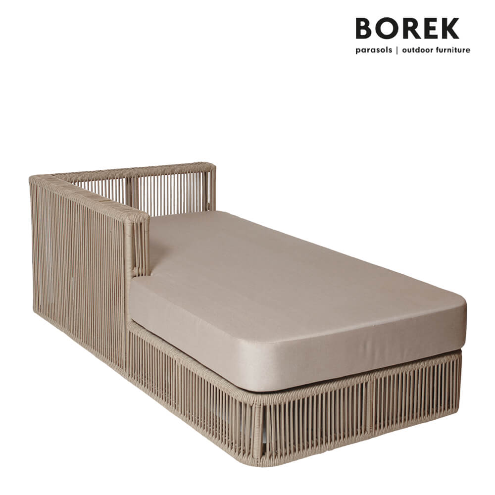 Gartensofa von Borek - Aluminium - mit Kissen - beige - Lincoln Chaiselongue rechts