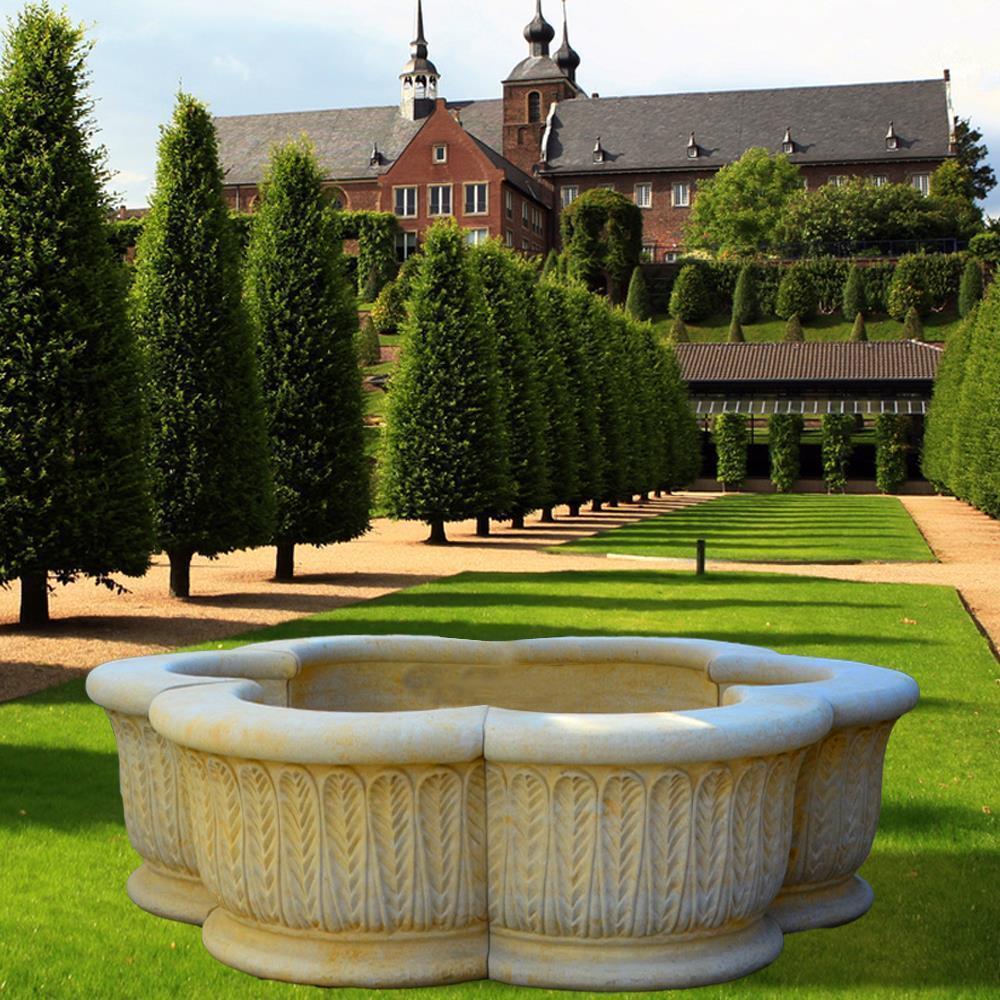 Großes Sandstein Brunnenbecken - Saint Moreil / Portland weiß