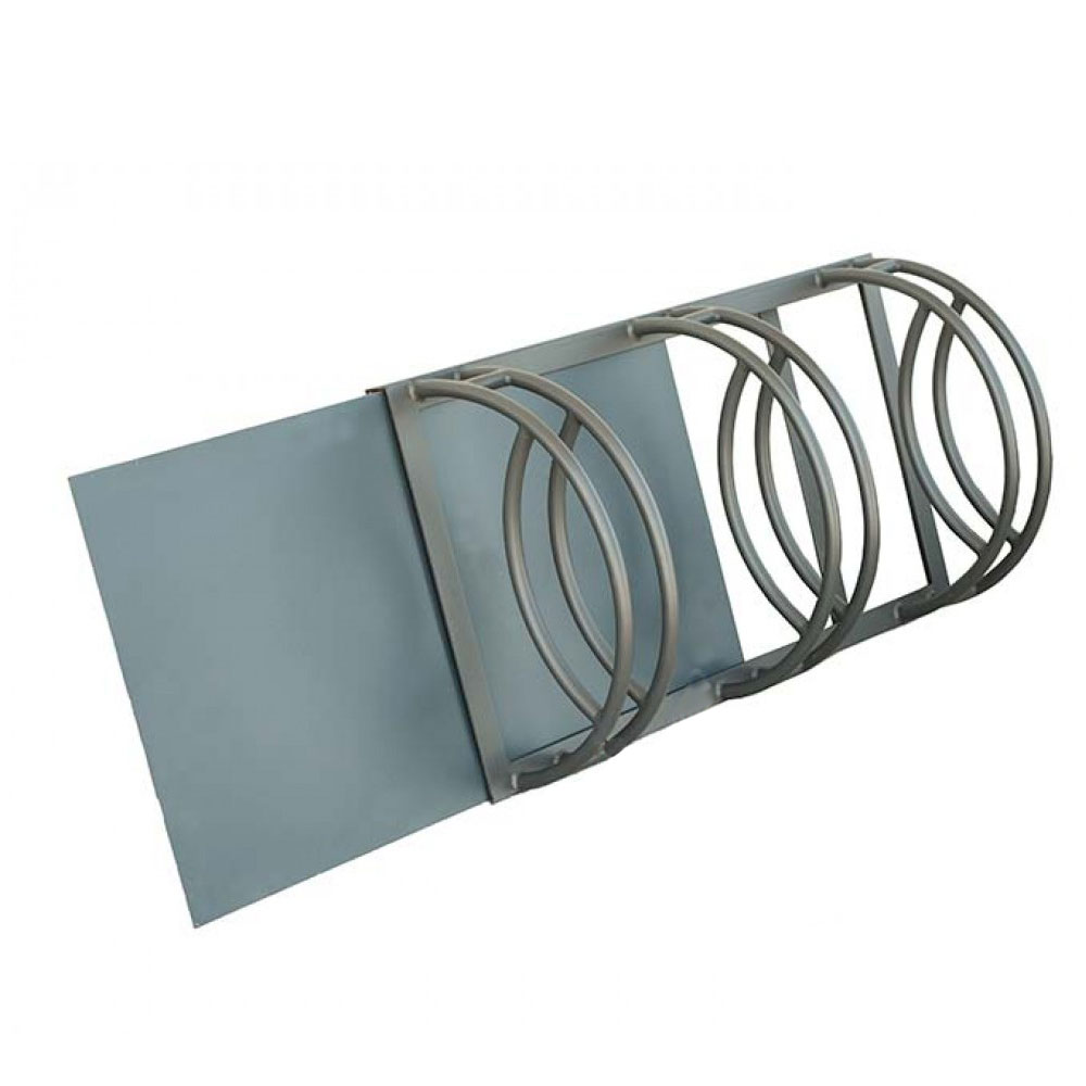 Fahrradständer mit Werbetafel für drei Fahrräder aus Metall - Rikka / Grün