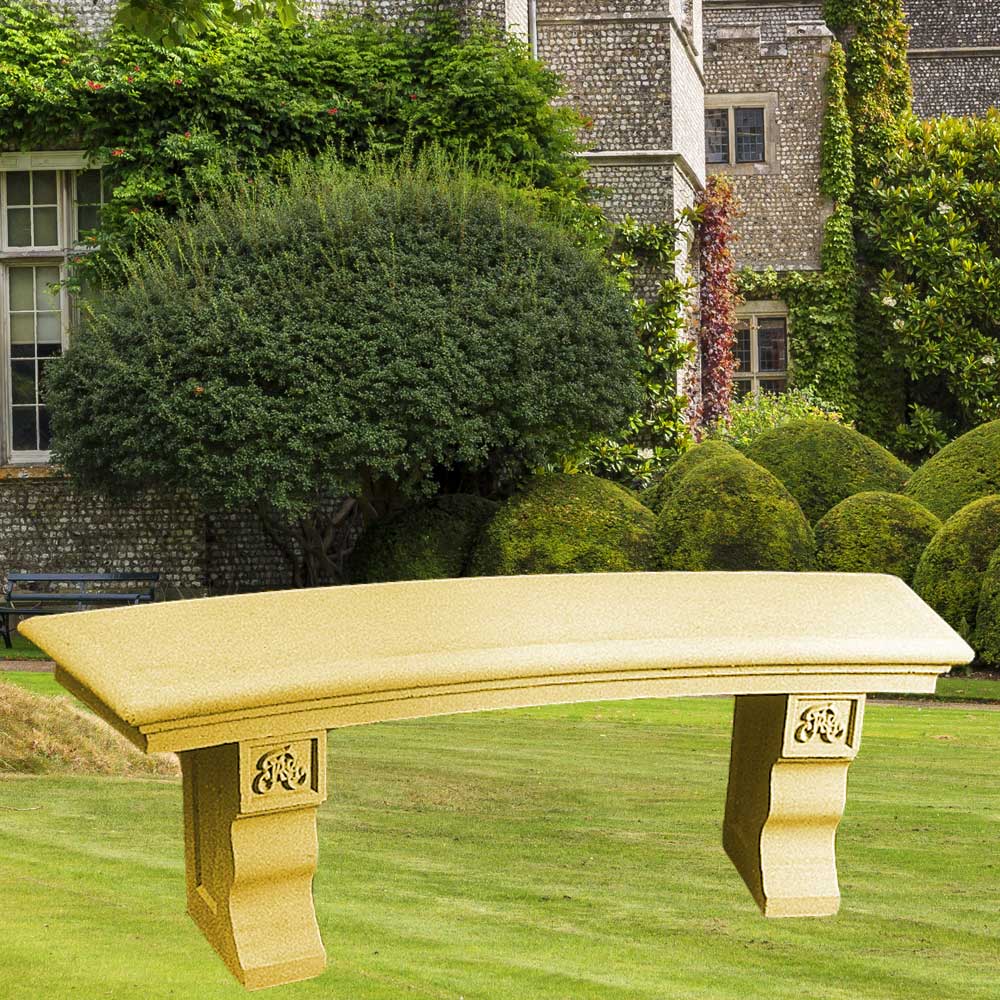 Garten Bank Stein halbrund gebogen