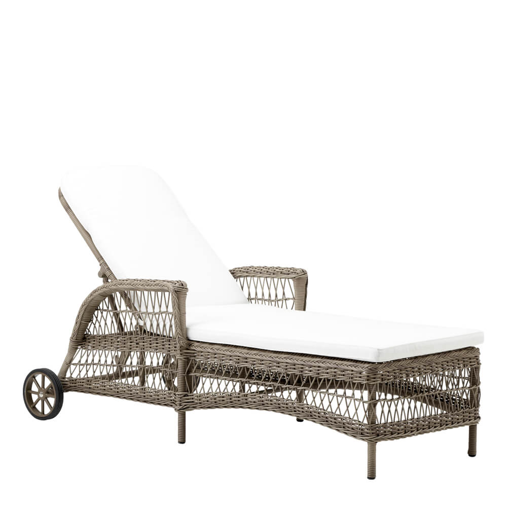 Sonnenliege mit Rollen in antikgrau aus Aluminium und Polyrattan - Sonnenliege Iben / ohne Sitzkissen