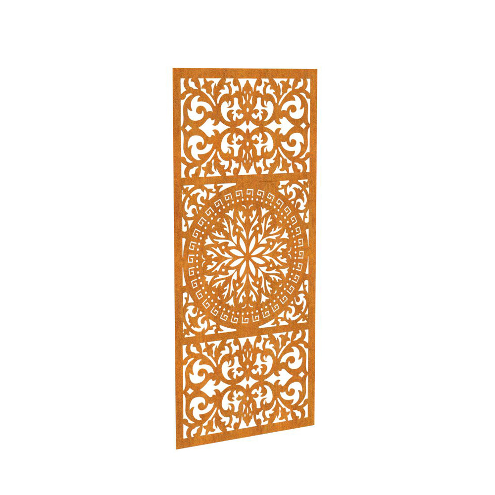 Ornamentale Sichtschutzwand aus Corten kunstvolles Design mit Mandala