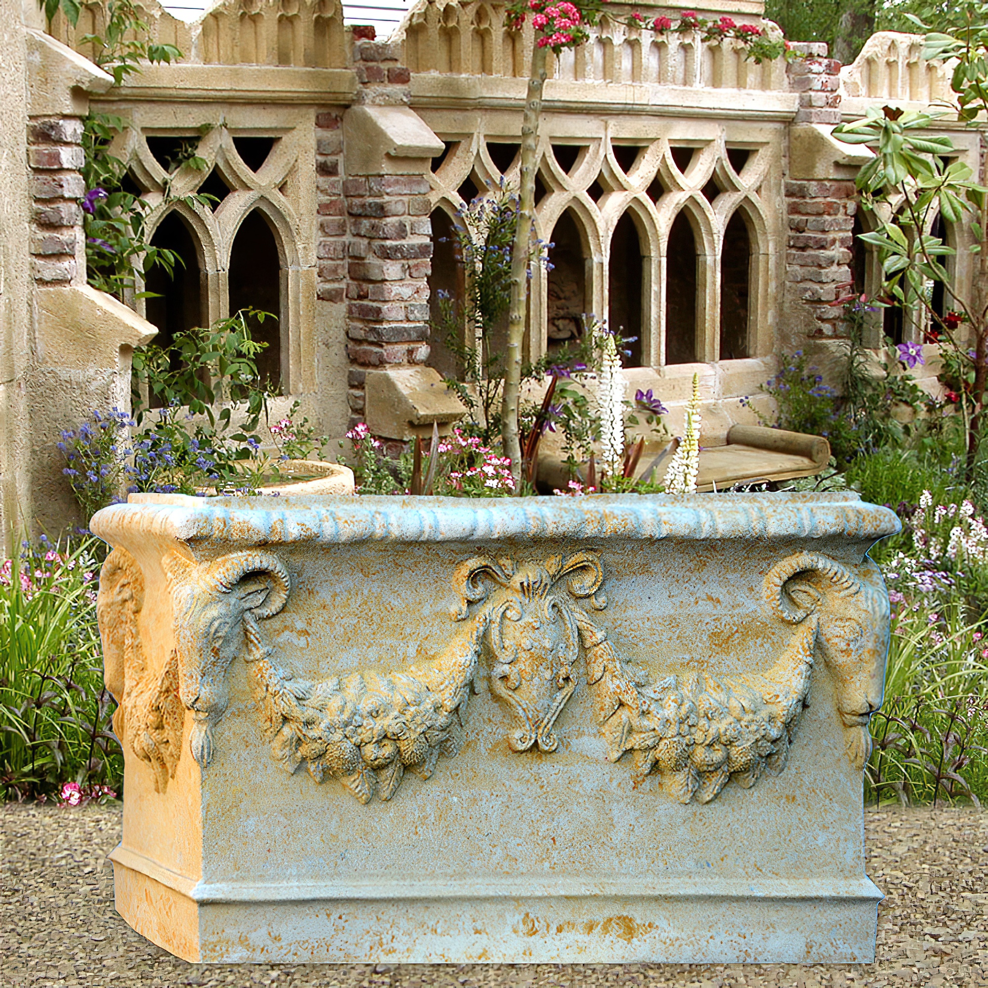 Historischer Garten Steintrog - Rialto / Portland weiß