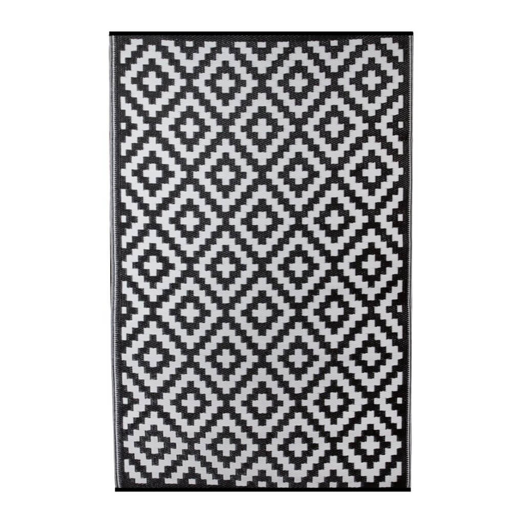 Großer Outdoor Teppich für die Terrasse in schwarz-weiß - Anela