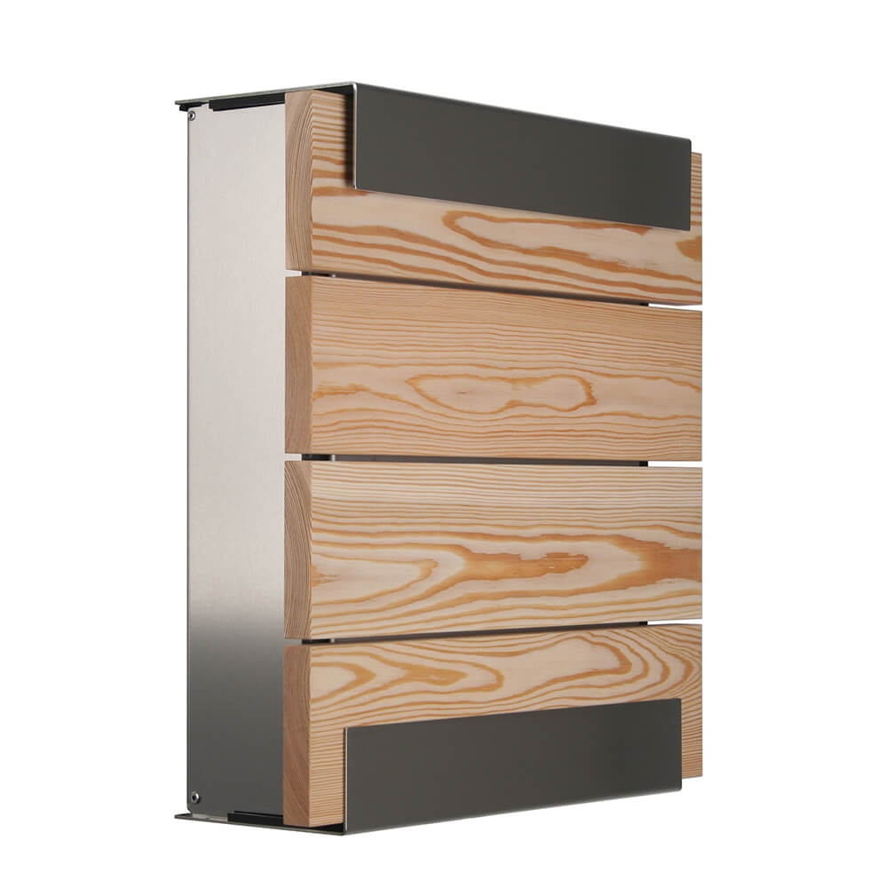 Moderner Briefkasten aus Edelstahl & Lärchen-Holz - Hemera