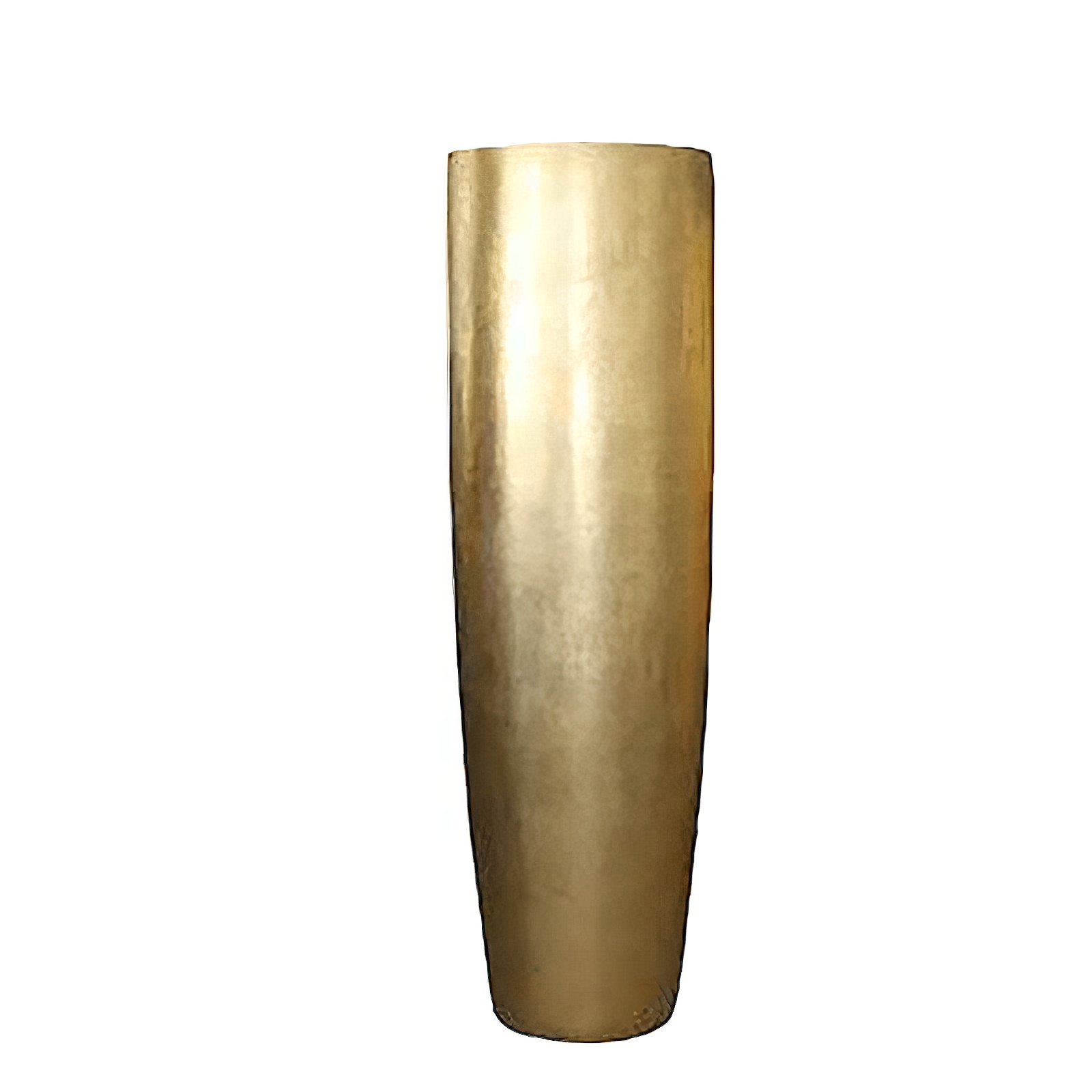 Goldene XXL Indoor Pflanzvase aus Polystone - Glatt - Rund - Mit Einsatz - Kasim / 120x46cm (HxDm) / ohne Wasserstandsanzeiger