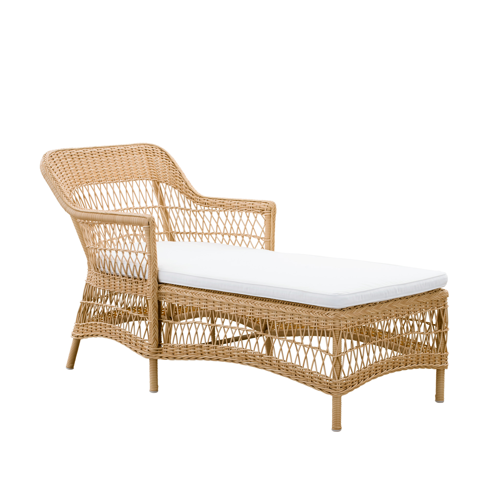 Hellbraune Chaiselongue für den Garten in Rattanoptik - Chaiselongue Liam / ohne Sitzkissen