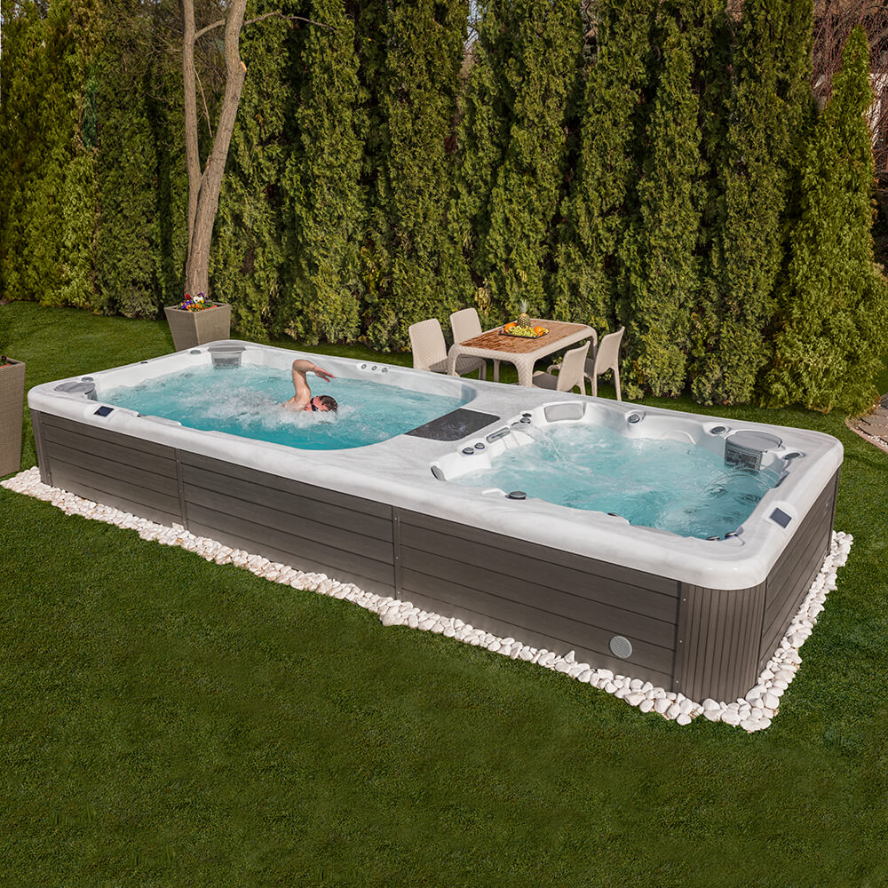 Großer Schwimm-Spa mit Whirlpool - aus Acrylglas - eckig - Grand Diamond