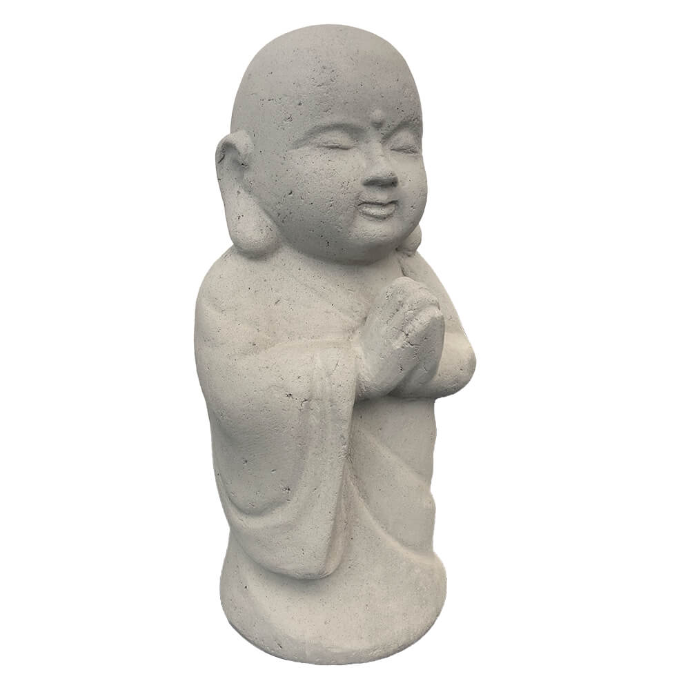Petit Bouddha gris en pierre pour décoration de jardin